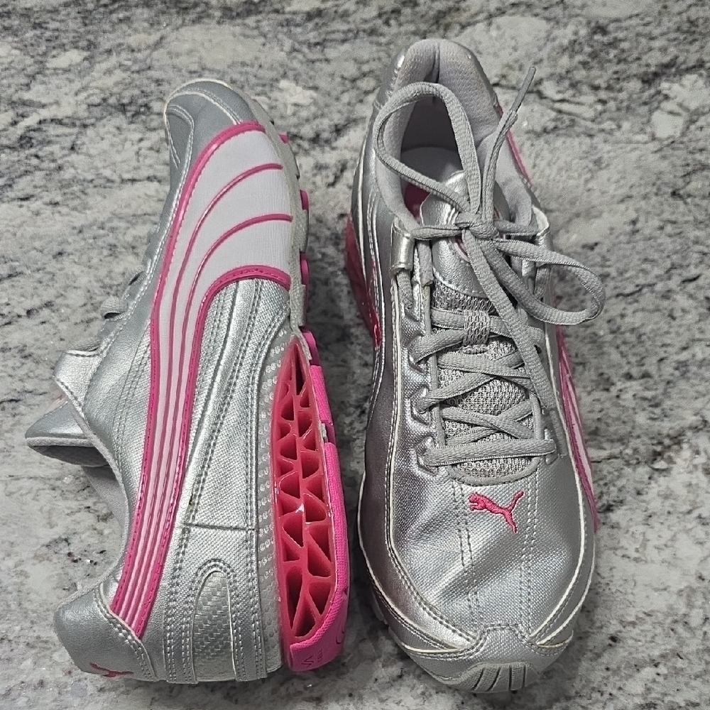 Puma Silver and Pink Performance Sneakers - Picture 2 of 4